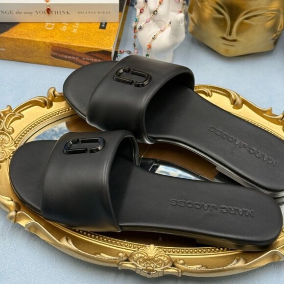 🆕 MARC JACOBS 🧿 NWOB The Snapshot Slide, Black Leather - Sz 37 US 7 - Picture 12 of 15